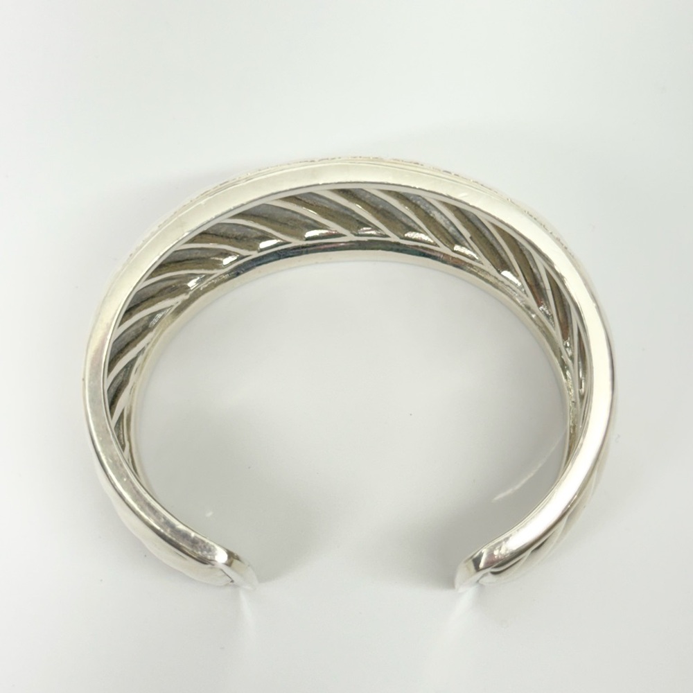 David Yurman Thoroughbred Wide Diamond Cable Cuff Bracelet .925 - Picture 13 of 14